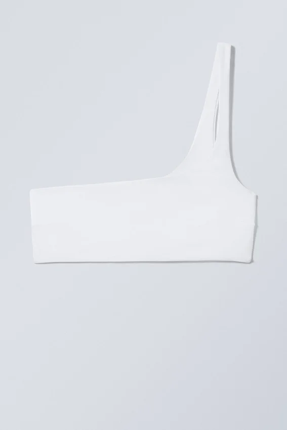 Asymmetric One-Shoulder Bikini Top – White Asymmetric One-Shoulder Bikini Top – White