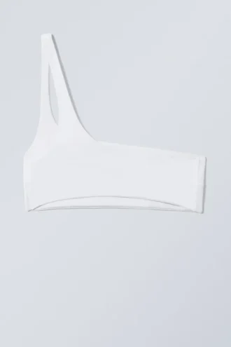 Asymmetric One-Shoulder Bikini Top – White