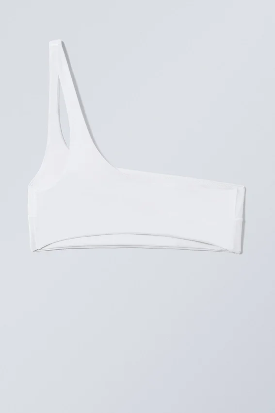 Asymmetric One-Shoulder Bikini Top – White Asymmetric One-Shoulder Bikini Top – White