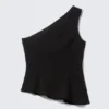 Asymmetric One-Shoulder Fitted Top – Black Asymmetric One-Shoulder Fitted Top – Black
