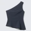 Asymmetric One-Shoulder Fitted Top – Dark Blue Asymmetric One-Shoulder Fitted Top – Dark Blue