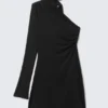 Asymmetric One-Sleeve Mini Dress – Black Asymmetric One-Sleeve Mini Dress – Black