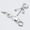 Asymmetric Pearl Hoop Earrings – Silver Asymmetric Pearl Hoop Earrings – Silver