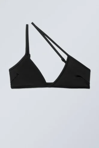 Asymmetric Pullover Bikini Top – Black