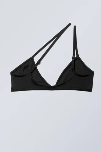 Asymmetric Pullover Bikini Top – Black