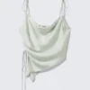 Asymmetric Satin Strap Top – Mint Green Asymmetric Satin Strap Top – Mint Green
