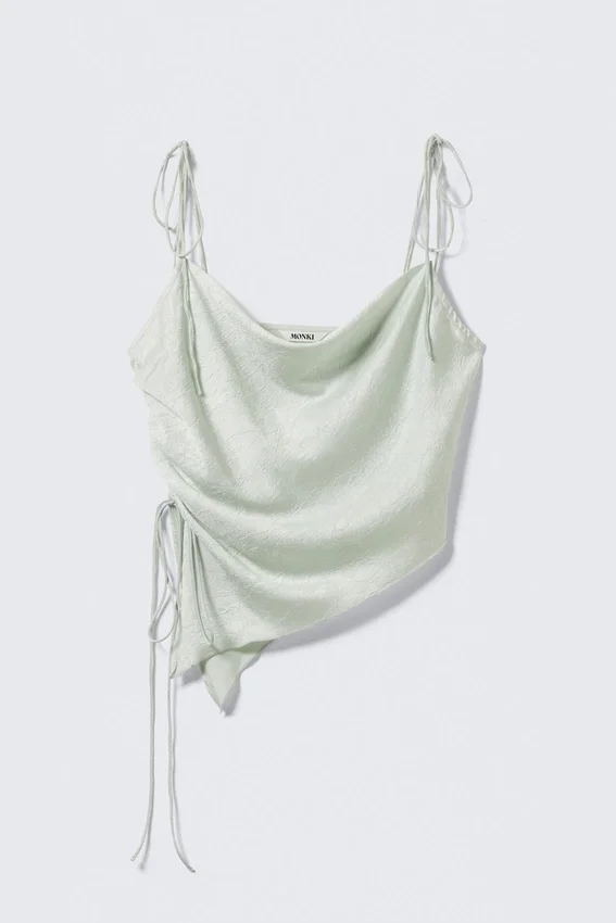 Asymmetric Satin Strap Top – Mint Green Asymmetric Satin Strap Top – Mint Green