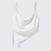 Asymmetric Satin Strap Top – White Asymmetric Satin Strap Top – White