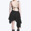 Asymmetric Sleeveless Cowl-Neck Midi Dress – Black