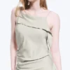 Asymmetric Sleeveless Cowl-Neck Midi Dress – Light Mole Asymmetric Sleeveless Cowl-Neck Midi Dress – Light Mole