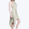 Asymmetric Sleeveless Cowl-Neck Midi Dress – Light Mole Asymmetric Sleeveless Cowl-Neck Midi Dress – Light Mole