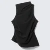 Asymmetric Sleeveless Suiting Top – Black