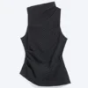 Asymmetric Sleeveless Suiting Top – Dark Blue