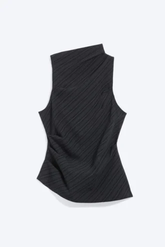Asymmetric Sleeveless Suiting Top – Dark Blue