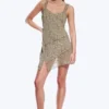 Asymmetric Slip Dress – Dusty Khaki Green – Flower