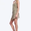 Asymmetric Slip Dress – Dusty Khaki Green – Flower