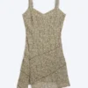Asymmetric Slip Dress – Dusty Khaki Green – Flower