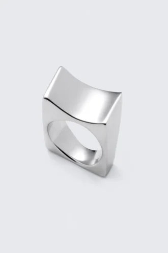 Asymmetric Stainless Steel Ring – Silver