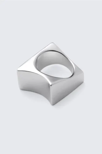 Asymmetric Stainless Steel Ring – Silver