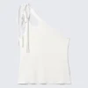 Asymmetric Tie Jersey Tank Top – White Asymmetric Tie Jersey Tank Top – White
