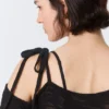 Asymmetric Tie-Shoulder Knitted Sweater – Black Asymmetric Tie-Shoulder Knitted Sweater – Black