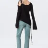 Asymmetric Tie-Shoulder Knitted Sweater – Black Asymmetric Tie-Shoulder Knitted Sweater – Black