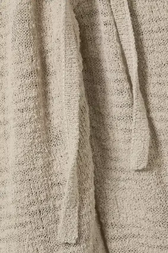 Asymmetric Tie-Shoulder Knitted Sweater – Light Mole Asymmetric Tie-Shoulder Knitted Sweater – Light Mole
