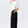 Asymmetric Wide Leg Suiting Trousers – Black Asymmetric Wide Leg Suiting Trousers – Black