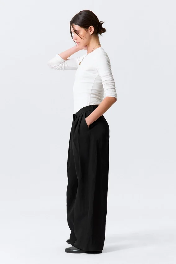 Asymmetric Wide Leg Suiting Trousers – Black Asymmetric Wide Leg Suiting Trousers – Black