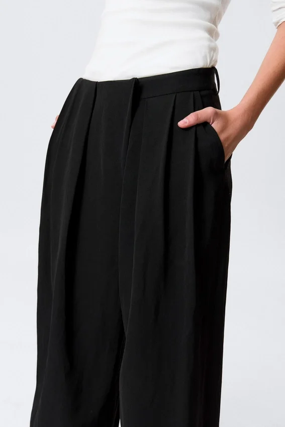 Asymmetric Wide Leg Suiting Trousers – Black Asymmetric Wide Leg Suiting Trousers – Black