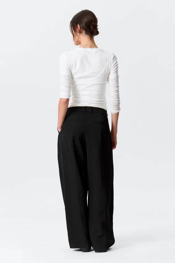 Asymmetric Wide Leg Suiting Trousers – Black Asymmetric Wide Leg Suiting Trousers – Black