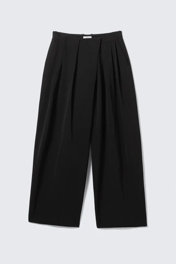 Asymmetric Wide Leg Suiting Trousers – Black Asymmetric Wide Leg Suiting Trousers – Black