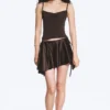 Asymmetric Wrap Mini Skirt – Dark Brown Asymmetric Wrap Mini Skirt – Dark Brown