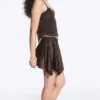 Asymmetric Wrap Mini Skirt – Dark Brown Asymmetric Wrap Mini Skirt – Dark Brown