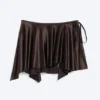 Asymmetric Wrap Mini Skirt – Dark Brown Asymmetric Wrap Mini Skirt – Dark Brown