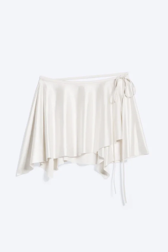 Asymmetric Wrap Mini Skirt – Off-White Asymmetric Wrap Mini Skirt – Off-White