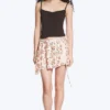 Asymmetric Wrap Mini Skirt – White/Pink Flower Asymmetric Wrap Mini Skirt – White/Pink Flower