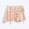 Asymmetric Wrap Mini Skirt – White/Pink Flower Asymmetric Wrap Mini Skirt – White/Pink Flower