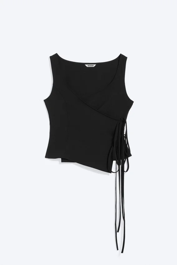 Asymmetric Wrap Strap Top – Black Asymmetric Wrap Strap Top – Black