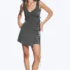 Asymmetric Wrap Strap Top – Dark Grey Melange Asymmetric Wrap Strap Top – Dark Grey Melange