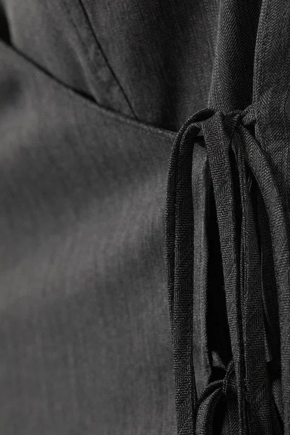 Asymmetric Wrap Strap Top – Dark Grey Melange Asymmetric Wrap Strap Top – Dark Grey Melange