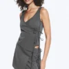 Asymmetric Wrap Strap Top – Dark Grey Melange Asymmetric Wrap Strap Top – Dark Grey Melange