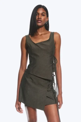 Asymmetric Wrap Strap Top – Dark Mole