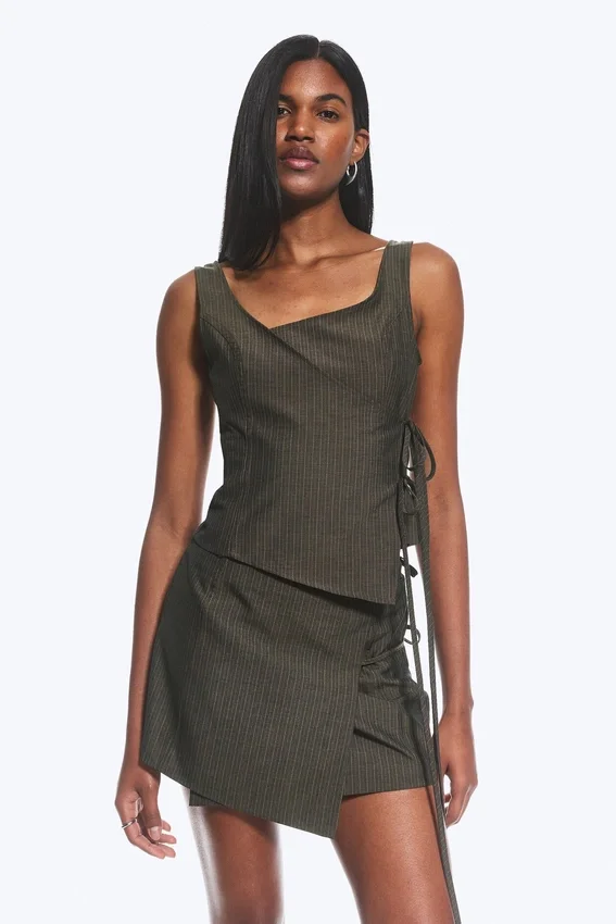 Asymmetric Wrap Strap Top – Dark Mole Asymmetric Wrap Strap Top – Dark Mole