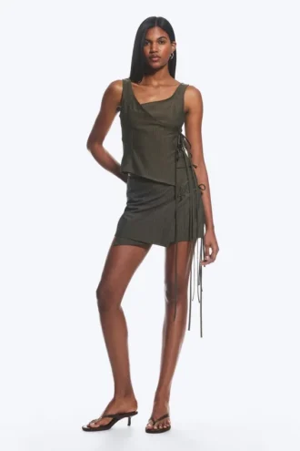 Asymmetric Wrap Strap Top – Dark Mole