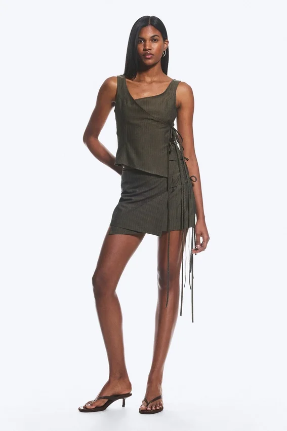 Asymmetric Wrap Strap Top – Dark Mole Asymmetric Wrap Strap Top – Dark Mole