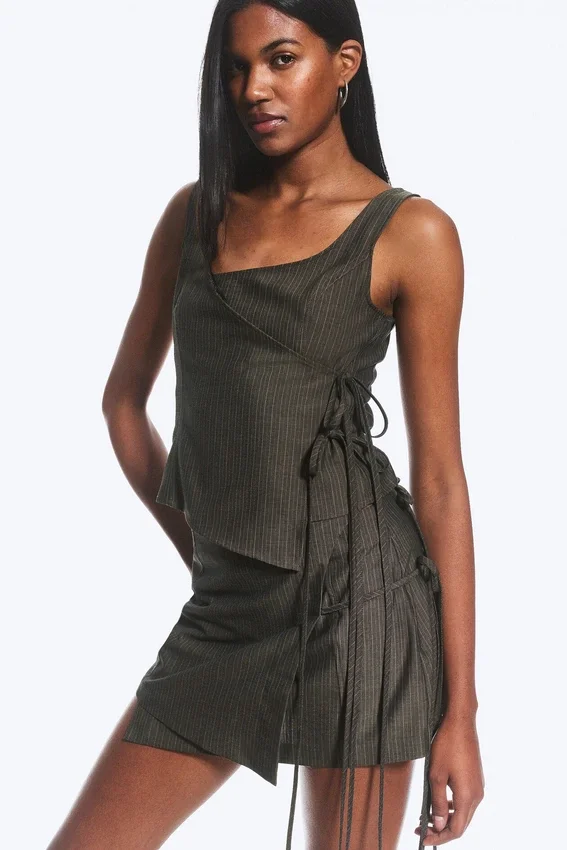 Asymmetric Wrap Strap Top – Dark Mole Asymmetric Wrap Strap Top – Dark Mole