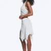 Asymmetrical Midi Skirt – Light Grey Melange Asymmetrical Midi Skirt – Light Grey Melange