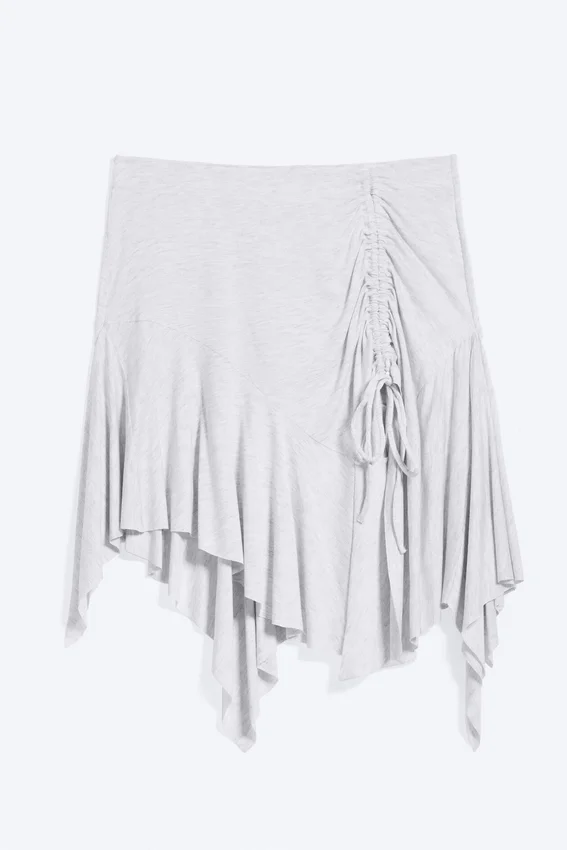 Asymmetrical Midi Skirt – Light Grey Melange Asymmetrical Midi Skirt – Light Grey Melange