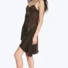 Asymmetrical Satin Dress – Dark Brown Asymmetrical Satin Dress – Dark Brown